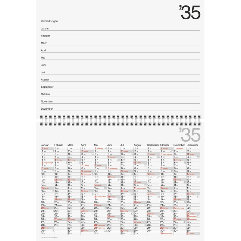 BRUNNEN Ten-Year Calendar 2026-2035 A4 Landscape 297 x 210 mm