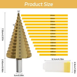 BEASAFY HSS Step Drill Metal Taper Drill Diameter 4-42 mm, 14 Levels Peeling Drill, Metal Drill Bit Step Drill Stainless Steel Drill, Hole Drill, Milling Drill Bit Metal Steel Drill for Wood, Plastic,
