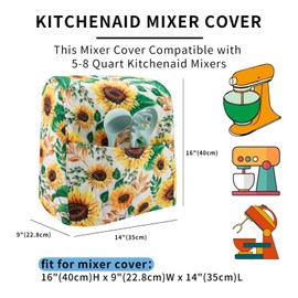 Kitchen Aid Mixer Cover Compatible with 6-8 Quarts Kitchen Aid/Hamilton Stand Mixer/Tilt Head & Bowl Lift Model,Flower Print Mixer Cover Pioneer Woman Kitchen Accessories,Kitchen Aid Mixer Accessories