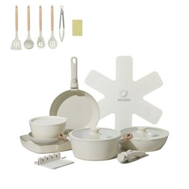 23Pcs Ceramic Cookware Set Non Stick Pots and Pans Set Non Toxic with Detachable Handle Induction Kitchen Cookware Set Space Saving, Oven & Dishwasher Safe, Navy