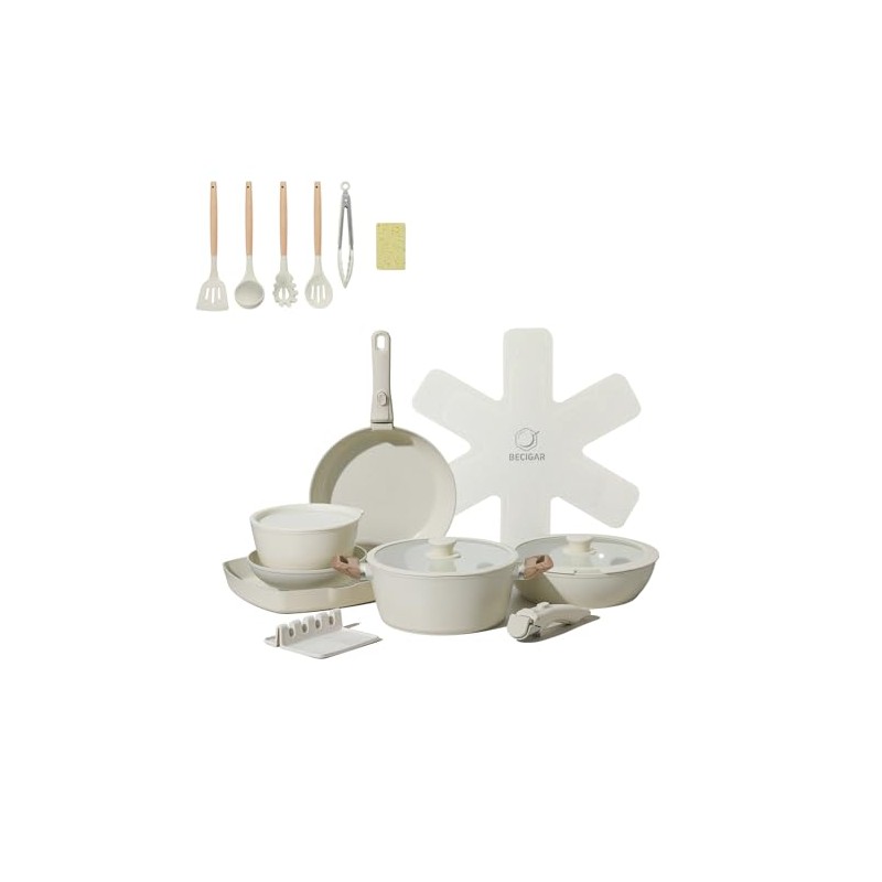 23Pcs Ceramic Cookware Set Non Stick Pots and Pans Set