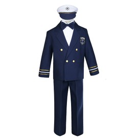 Unotux Baby Boy Toddler Captain Sailor Suit Formal Party Gift Nautical Outfits Navy M-7 (6(6 Years Old), Navy Pants Set)