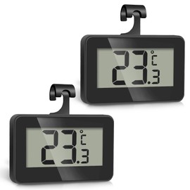 Romon Fridge Thermometer, Fridge Thermometer, Pack of 2, Digital Fridge Freezer, Kitchen Thermometer Indoor, Waterproof, Moisture-Proof, Large LCD Display, Max/Min Recording Function