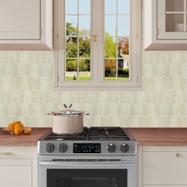 Vamos Tile Upgraded Thicker Design Peel and Stick Backsplash Tile, 10-Sheet Pinkish Beige Marble with Beige Grout Self Adhesive Vinyl Wall Tiles, Stick on Backsplash for Kitchen, Bathroom,RV,Pantry