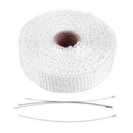 Yctze Exhaust Heat Wrap 5m Car Motorcycle Insulation Tape Exhaust Heat Wrap with 4 Stainless Steel Cable Ties(White) for 24mm exhaust lagging exhaust lagging white exhaust heat wrap white for 24mm exh