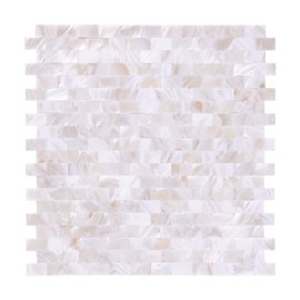 Reovatile Pearl Shells Tile Peel and Stick Backsplash, Self Adhesive Wall Tile for Kitchen (White Beige, 1 Pack)