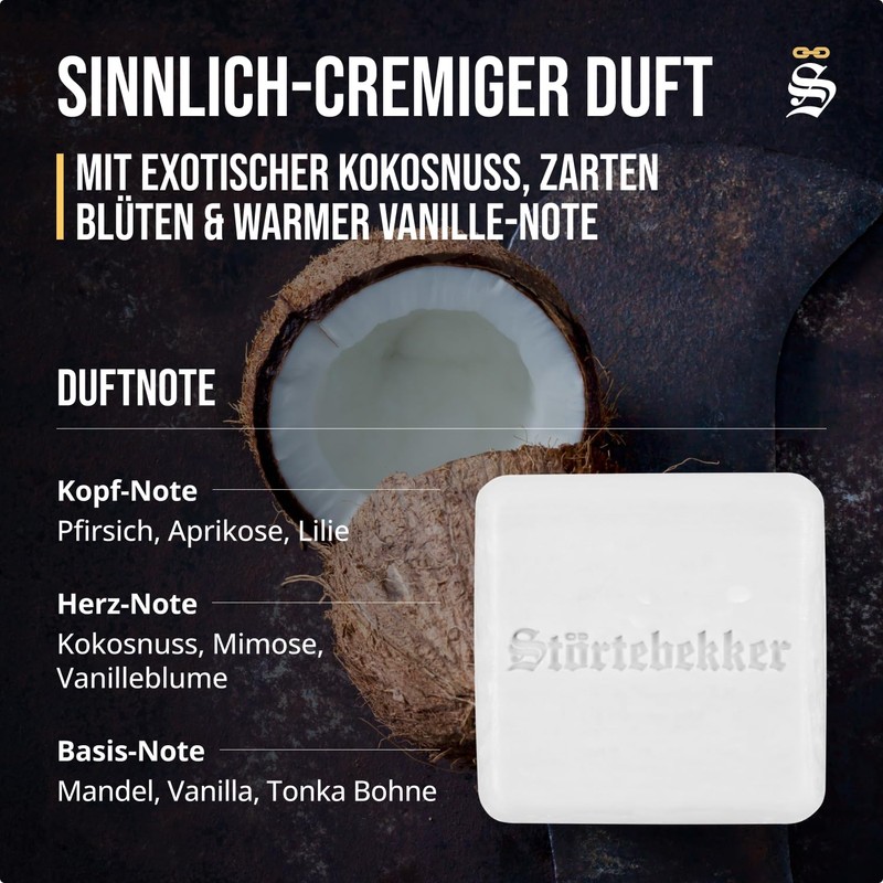 Störtebekker Premium Shampoo Bar Coconut (3x) - Solid Shampoo Men
