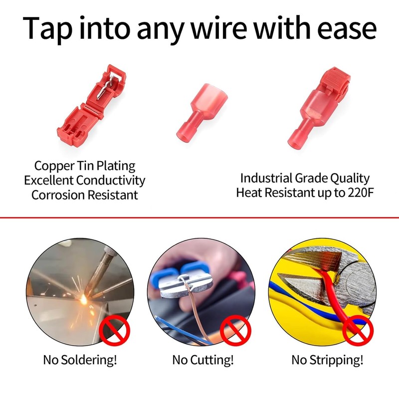 T Tap Wire Connectors, 120 Pcs Electrical Wire Connectors, Wire