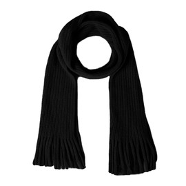Kids Knit Scarf Winter Fashion Solid Color Toddler Baby Scarves Neck Warmer Tassel Scarf for Boys Girls Black