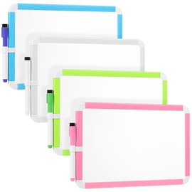 Sherr 4 Pcs Dry Erase Board, 7" x 11" Small Board Dry Erase for Kid, Student Wall Board with Black Dry Erase Marker Pen, Mini Board for Office(Black Purple Green Red)