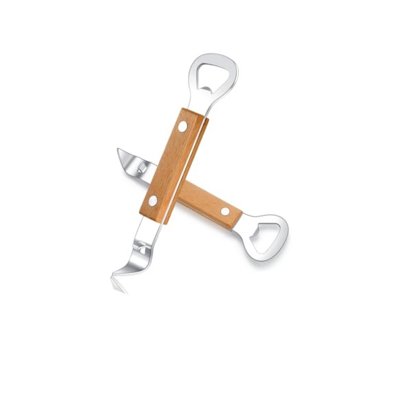 2Pcs Can Punch Bottle Opener - with Riveted Wood Handle,Manual