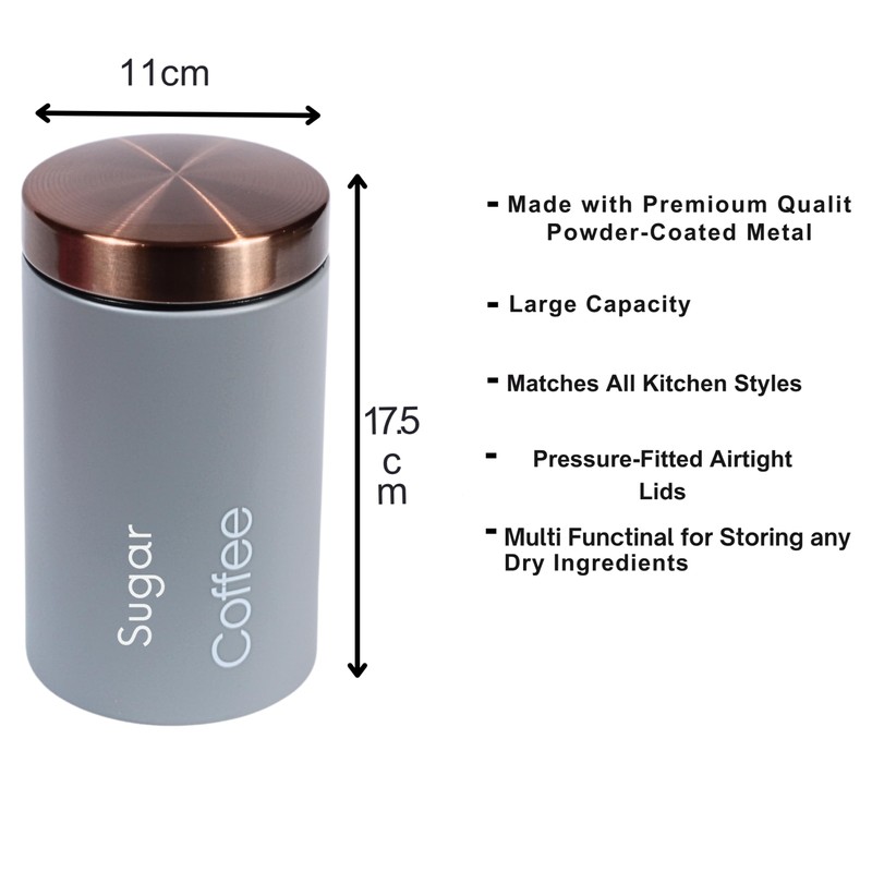RLS Goose Grey Set of 3 Tea, Coffee, Sugar canisters
