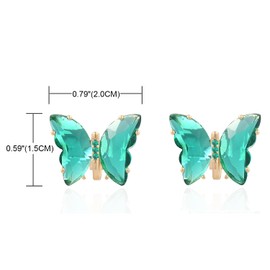 QUKE Butterfly Shape Crystal Clip On Earrings Gold Not Pierced Stud Earrings for Women Girls, Crystal