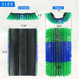 Extra Large Size Livestock Scratching Brush, Upgraded Horse/Goat/Cow/Cattle Scratcher Brush for Grooming, Itch Relief Horse Scratcher Brushes Kit with Two Sets of Mounting Screws(2-Pack,Green)