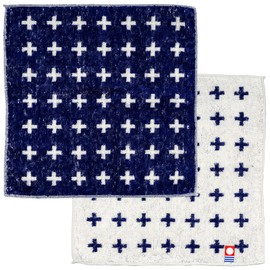 Nishio IBT-303-10-2P Imabari Towel Certified Hand Towel, Set of 2, Made in Japan, 100% Cotton, 7.9 inches (20 cm), Double-Sided Pile, Water Absorbent, Cross Pattern, Imabari Mini Towel Handkerchief