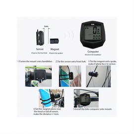 zalati Bicycle Computer Speedometer Stopwatch LCD Display Wired Sensor Connection with Magnet Induction for Bike Riding