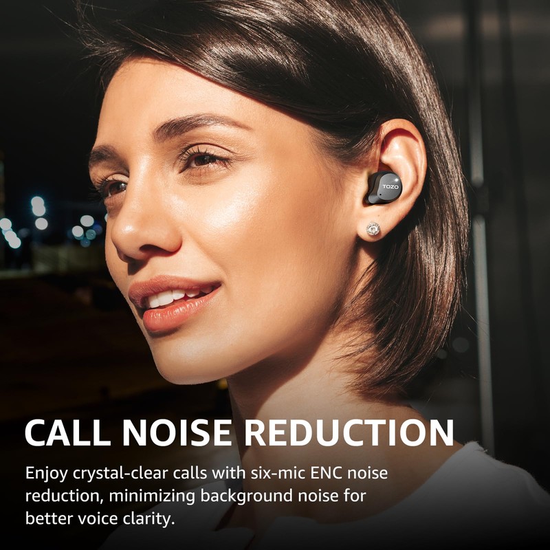 TOZO NC9 Hybrid Active Noise Cancelling Wireless Earbuds, 6 Mics