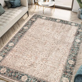 Keen Home Design 8x10 Rug - Machine Washable Area Rug with Non-Slip Backing, Ideal for Living Room, Dining Room, Bedroom - Vintage, Easy Clean, Durable, Low Pile Rug - (8' x 10')