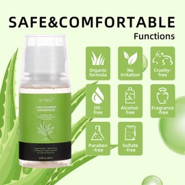 ACTROL Limpiador De Pestañas Concentrado De 60 Ml. Champú Profesional De Aloe Vera Para Pestañas. Limpiador Espumoso Para Extensiones De Pestañas. Cuidado En Casa. Rinde 6 Botellas.
