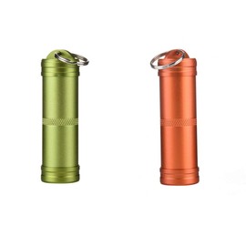 Aluminum Pill Organizer Waterproof 3 Colors Portable Pill Box Aluminum Pill Box for Outdoor Camping Travel Green and Orange