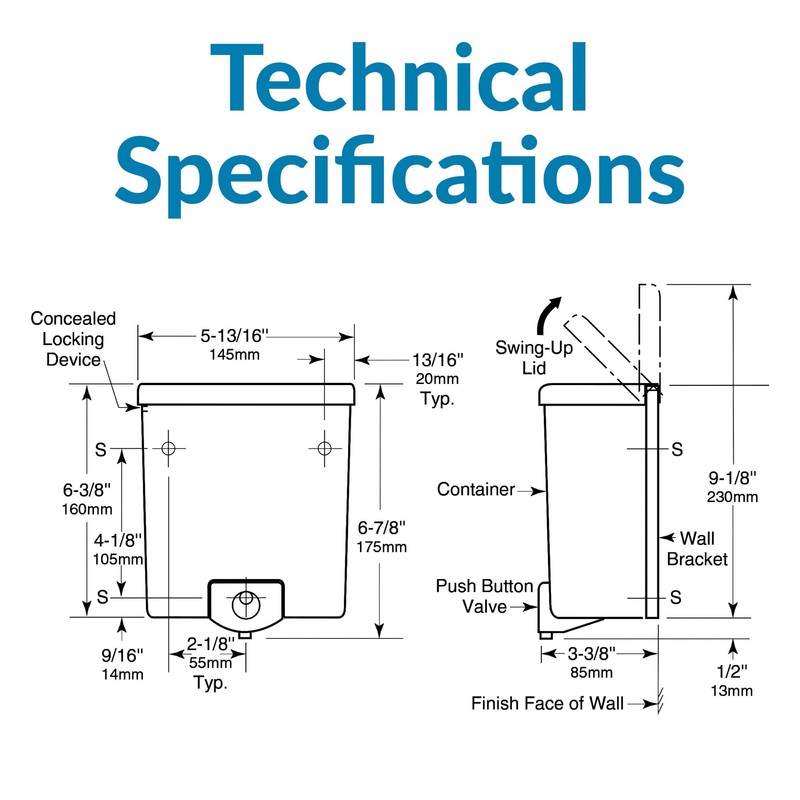 Bobrick Surface-Mounted Soap Dispenser - Manual Wall-Mounted 40 fl oz