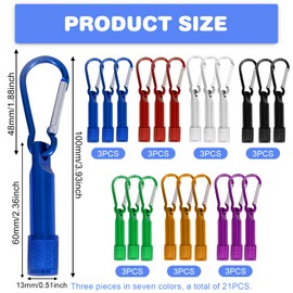 GOMETY 21pcs Mini Torch, Mini Lamp Coloured Aluminium Children's Handlamp, LED Keyring Torch, Portable Torch Keyring for Camping, Travel, Hiking, Children's Birthday Party