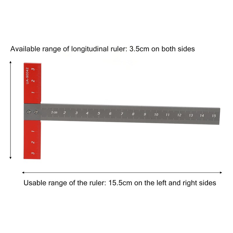 T Square Ruler Aluminum Alloy Accurate Scale Multifunctional Portable Woodworking