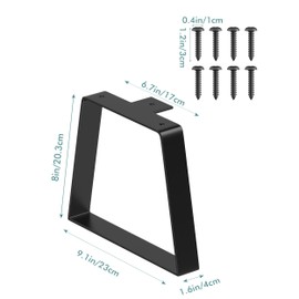 TITECK Metal Table Legs 8 Inch Short - Kitchen Desk Legs Small Trapezoid Heavy Duty Steel Furniture Leg Replacement Feet for DIY Sofa, Bench, Stool, Coffee Table, End/Side Table (Set of 2, Black)