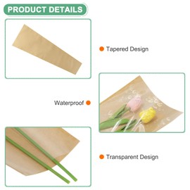 M METERXITY 100-Pack Flower Bags for Bouquets, Flower Bouquet Wrapping Paper Kraft Floral Wrapping Bags for Birthday/Wedding/Graduation, Flower Sleeves for Bouquets [8.7"x 24.8", Brown]