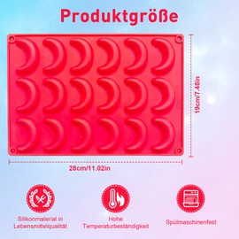 2 Stück Vanillekipferl Backform Silikon 18 Mulden Vanillekipferl Ausstecher Vanillekipferl Form Multifunktionale Silikonformen Vanillekipferl-Backblech für Schokolade Pralinen Kekse Süßigkeiten Kuchen