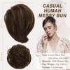 RUWISS Long Thin Straight Tousled Updo Bun Real Human Hair