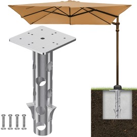 Lifeswell Universal In-Ground Umbrella Base, Rust-Resistant Steel Concrete Holder, Space-Saving Design for Outdoor Offset Cantilever Upright Umbrella Stand