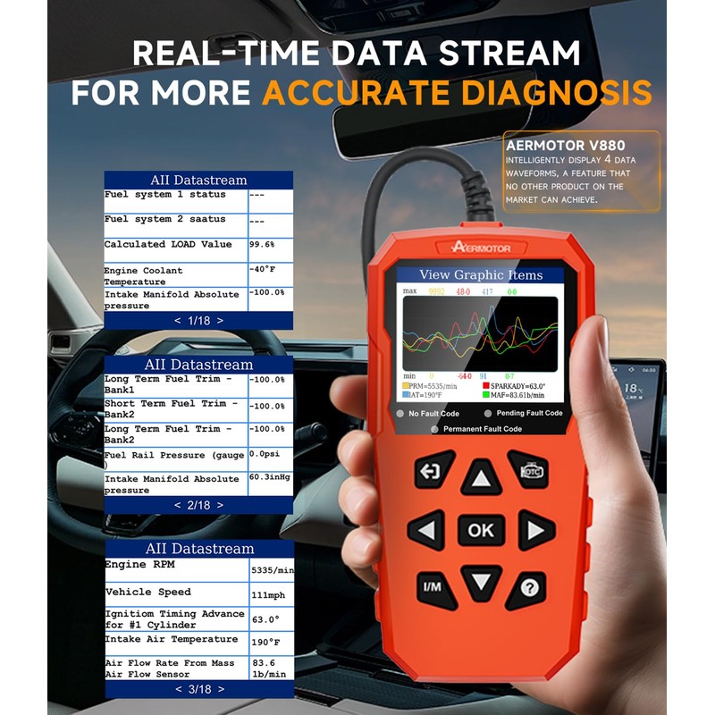 OBD2 Scanner,V880 Car Scanner Diagnostic Tool: Car Check Engine Code