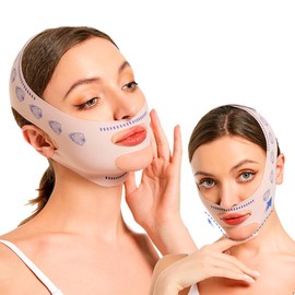 HAMKU Kinnmaske 2 Stück V Line Lifting Mask Für Schlaffe Gesichtshaut Doppelkinn Maske Wiederverwendbare V-Linienmask Doppelkinn Entferner Rosa Chin Strap Geeignet Für Frauen Und Männer