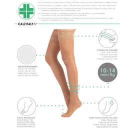 CALZITALY Schenkelstrümpfe mit Abgestufter Kompression | Stützstrümpfe Mittlerer Kompression 10-14 mm/Hg | Schwarz, Hautfarbe | S, M, L, XL | 70 DEN | Made in Italy (XL, Beige)