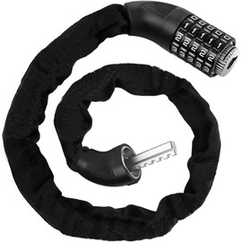 Garegce Bike Chain Lock 5-Digits Codes, Anti-Theft Cycling Lock with Waterproof Cover, High Security for Bicycle, E-Bike, MTB, Motorcycle