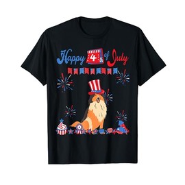 Sheltie 4th of July Shetland Sheepdog Independence Day T-Shirt