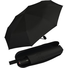 Knirps Travel Duomatic Pocket Umbrella with Automatic Open/Close in Case, black, Compact