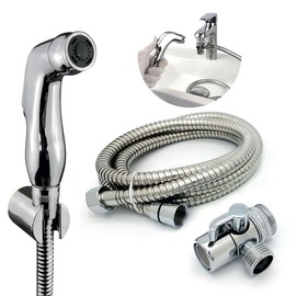 Tragbares Bidet Handbrause Set | Messing, Shattaf-Wasserhahn-Umsteller, Anschluss an Badezimmer-Mischbatterie | شطافة تواليت | Handbrause für Waschbecken, Halterung & 2 m langem Schlauch