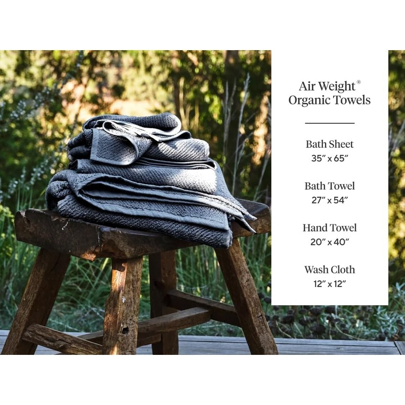 Coyuchi Air Weight Organic Towels, 6 Piece Set, Fog
