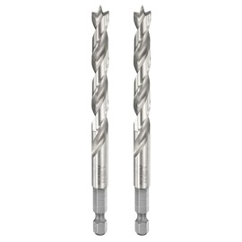 HARFINGTON 2pcs Brad Point Drill Bits 8mm(5/16") Dia 1/4" Hex Shank Drill Metric Brad Point 2.95 Drilling Depth Spiral Twist Drill Bits for Carpenter Woodworking Plastic Rubber, Silver