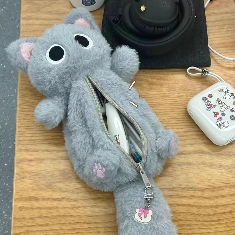 Pen Case, Cat Pencil Case, Plush Cat, Pen Pouch, Large