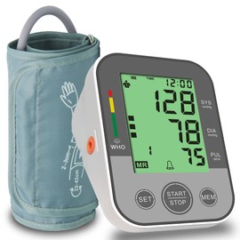 Panacare Blood Pressure Machine, Automatic Upper Arm Blood Pressure Monitor for Home use, 2x99 Readout and BP Cuff, 4.2" 3-Color Backlit Large Screen, Adjustable Large Cuff (8 to 16 inches), Gray