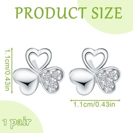 CPJJ Earrings 925 Silver for Women - Clover & Heart Hoop - Hoop Earrings - Nickel Free, Cadmium Free, Lead Free