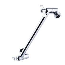 Heavy Duty Adjustable Shower Arm, 11" 100%Brass Extension with Gear Lock Teeth & Swivel Nut,Strong Load Support, No Sagging, Keeps ShowerHead Straight, Leak-Free, G1/2 NPT(Chrome)