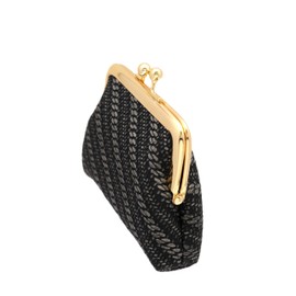 Coin Purse Vintage Bag Lock Wallet Buckle Kiss Lock change purse change holder wallet coin Leather coin wallet(A black)