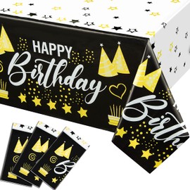 3 Pack Happy Birthday Tablecloth – Premium 54 X 108 Happy Birthday Decorations, Table Cover for Parties Decorations – Plastic Table Cloths for Parties Disposable