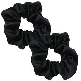 MUNSKT 2 PCS Hair Scrunchies Satin Elastic Soft Silk Hair Scrunchies Scrunchie Black Hair Bands for Women Girls