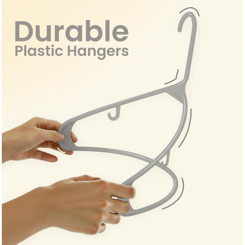 Utopia Home Plastic Hangers 50 Pack – Built-in Strap Hooks