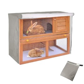 Rabbit Hutch Cover, Double Decker Rabbit Hutch Cover 48in,Windproof Waterproof Thermal Cage Cover, Outdoor Pet Cage Cover with Visible Window & Vent Holes, 210D Oxford, 122 * 50 * 105cm (gray)